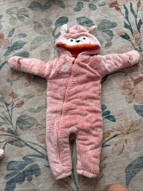 Koala Baby Coral Plush Hooded Infant One-Piece size 9-12 months
